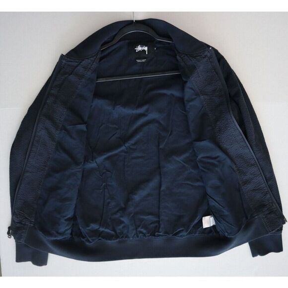 Stussy 115279 Men's Sz Small Navy Full Zip Seersucker Bomber Jacket - Picture 13 of 13